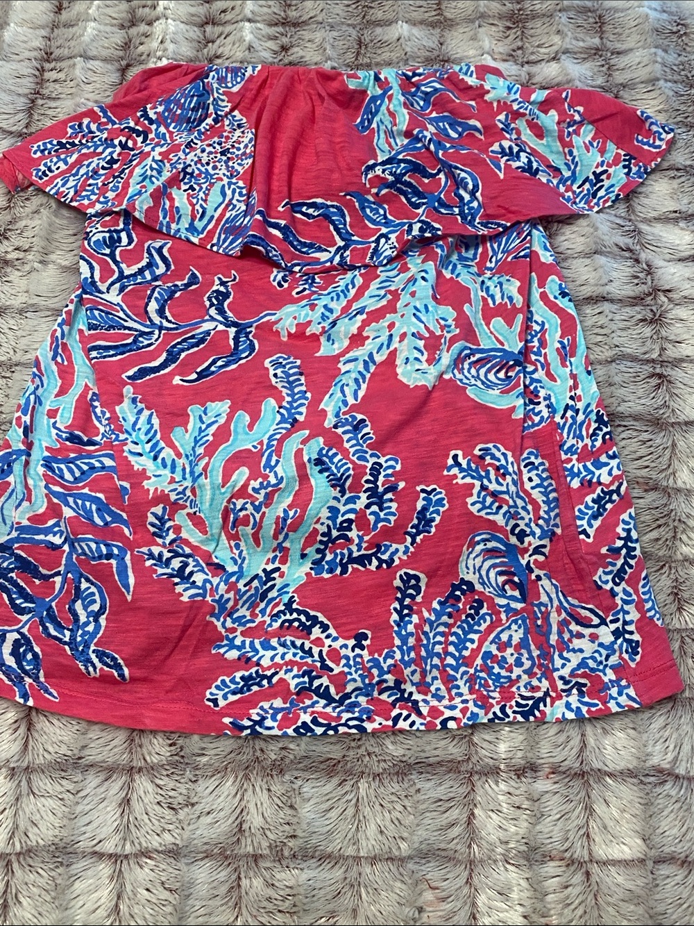 Lilly Pulitzer Coral Off-Shoulder Floral Tunic